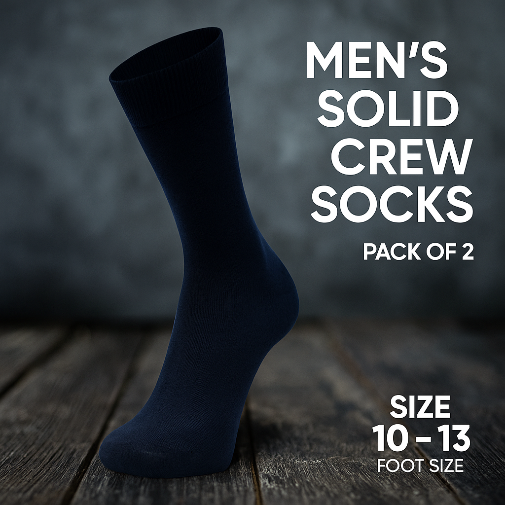 Men Solid Navy Crew Socks