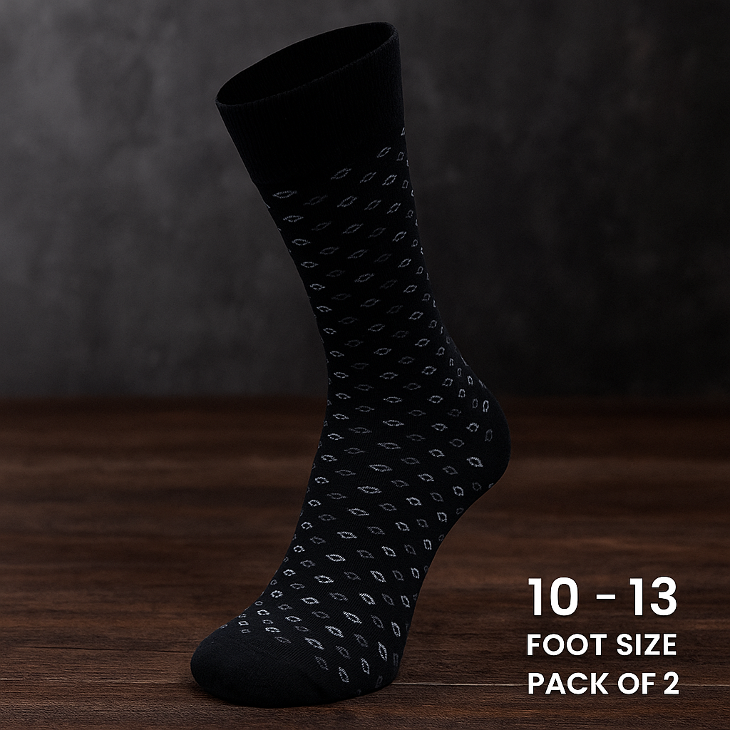 Men’s Classic Black Pattern Dress Socks
