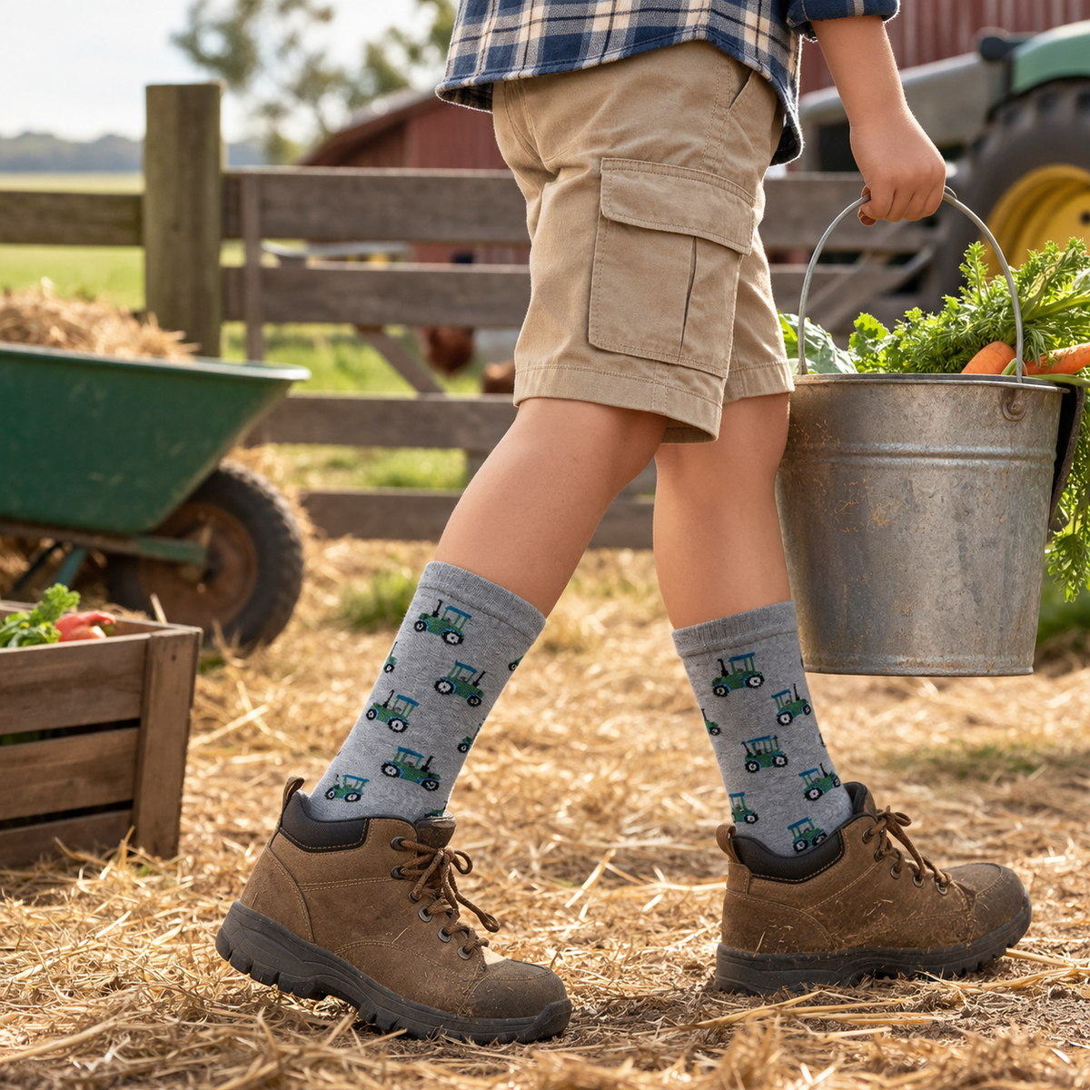 Boys Tractor Print Socks