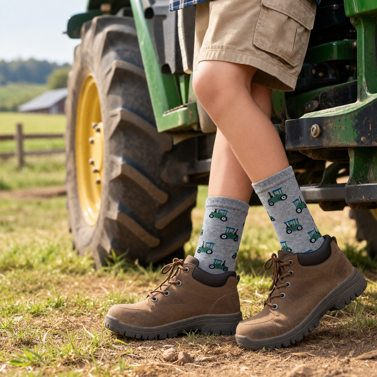 Boys Tractor Print Socks
