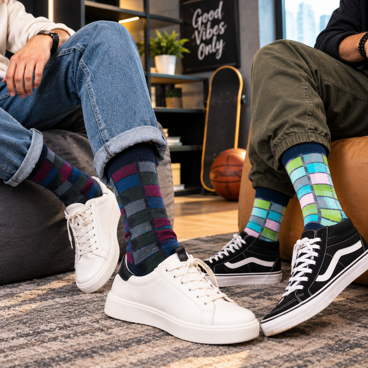 The Statement Grid | Men's Crew Socks