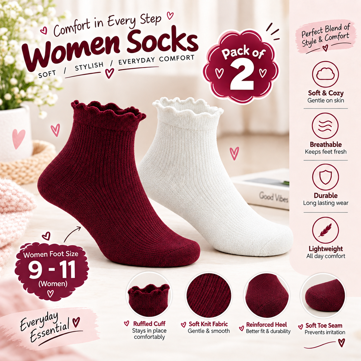 Women Ruffle Ankle Socks