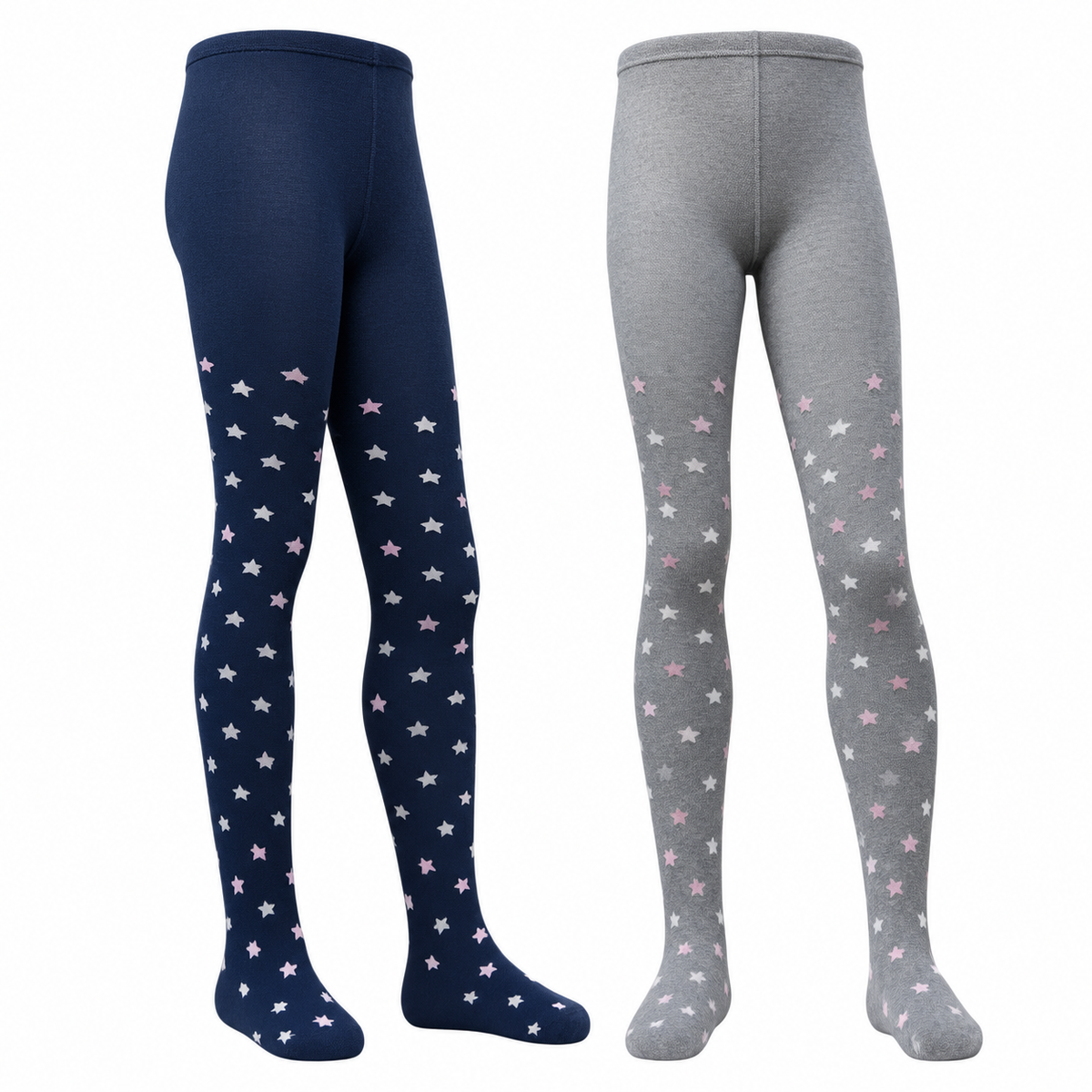 Girls Navy & Grey Star Print Tights (CJ)