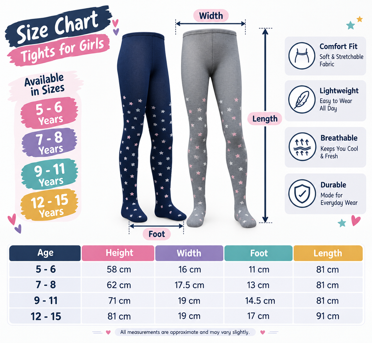 Girls Navy & Grey Star Print Tights (CJ)