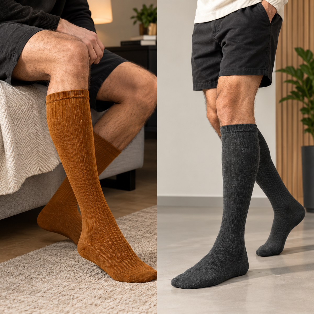 Men Ribbed knee High Socks