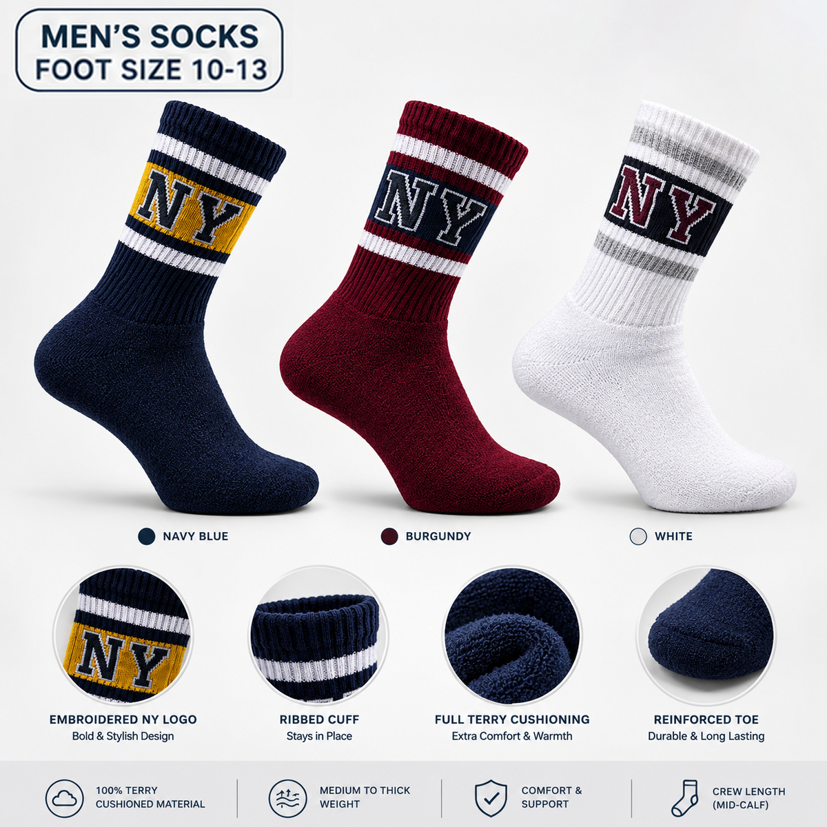 Pack of 3 - Men's crew socks