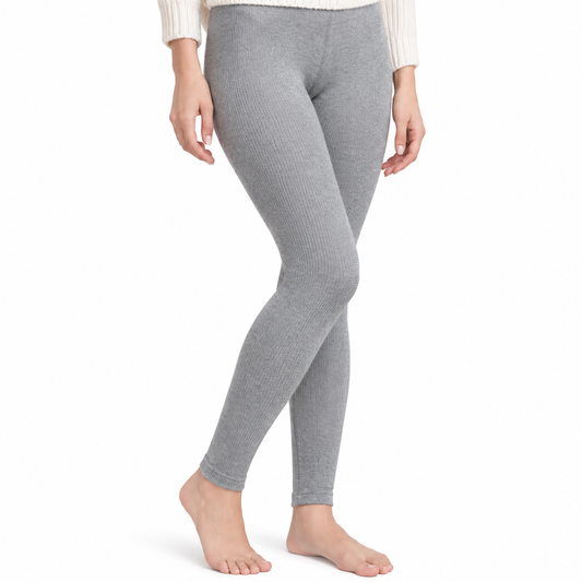 Girls Grey Needle Drop Texture Leggings (OT)