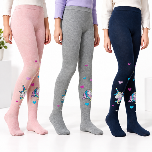 Unicorn Magic & Hearts Tights for Girls (OT)