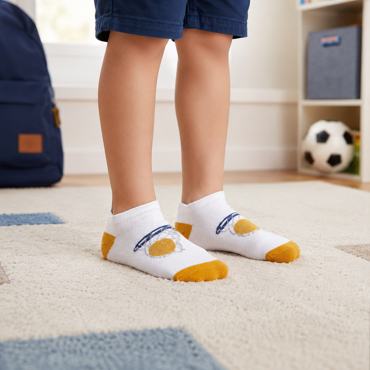 Basketball Hoop & Ball Design Boy's Ankle Socks (9 - 11 Years)