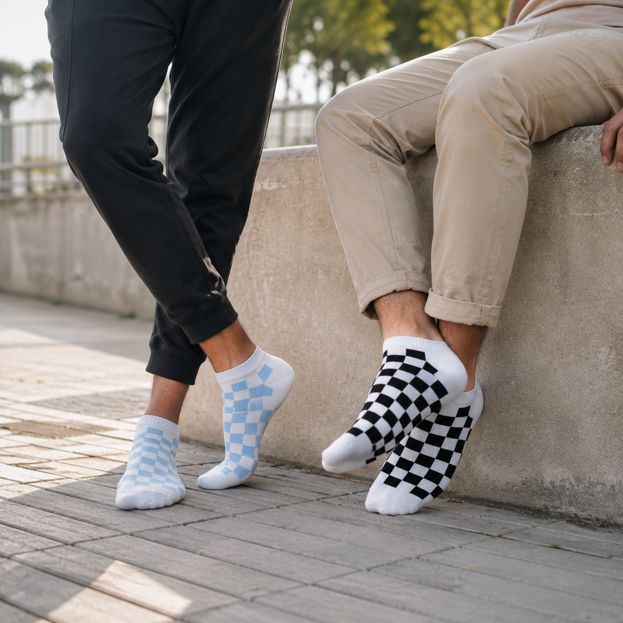 Men Checkered Print Ankle Socks