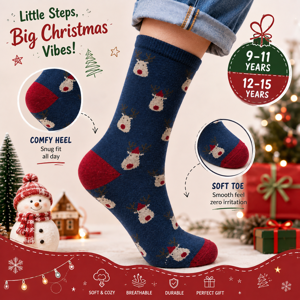Unisex Cozy Reindeer Print Socks