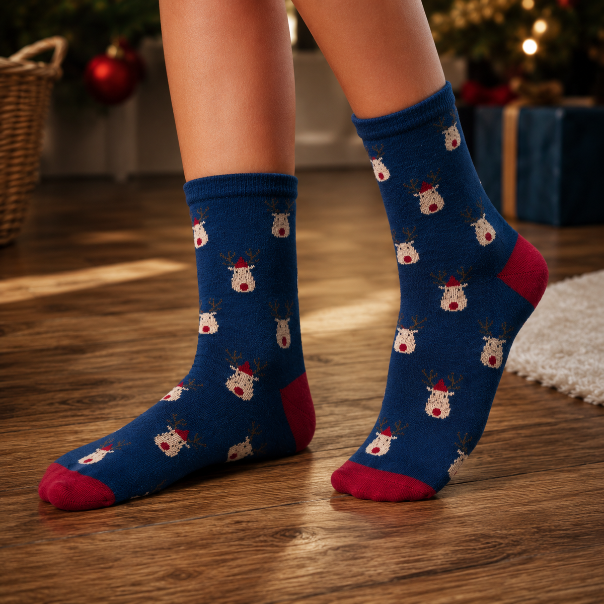 Unisex Cozy Reindeer Print Socks