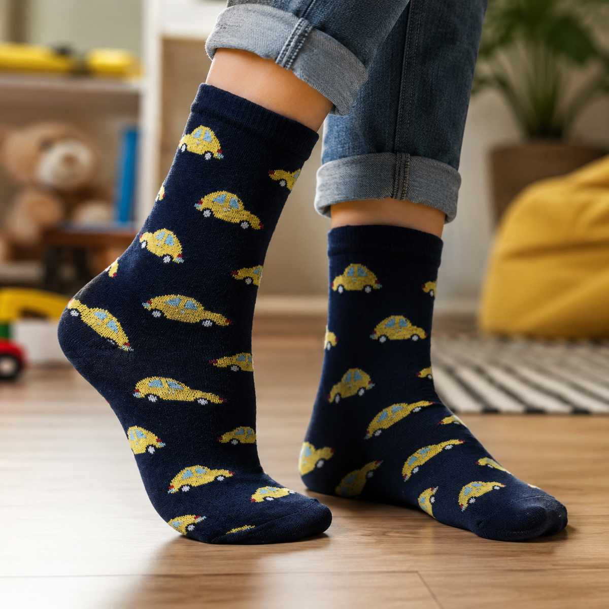 Car Print Boy's Crew Socks