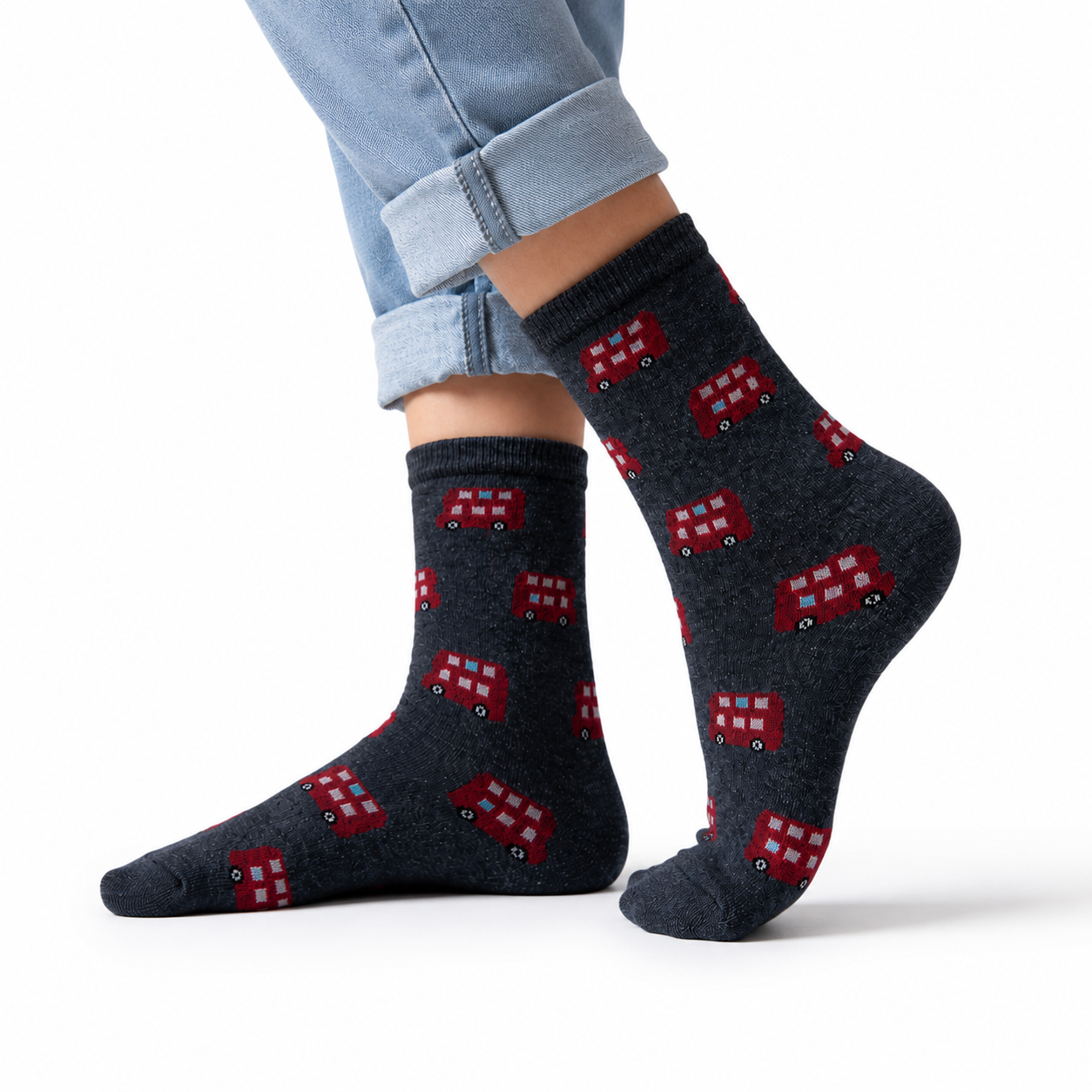Bus Print Boy's Crew Socks