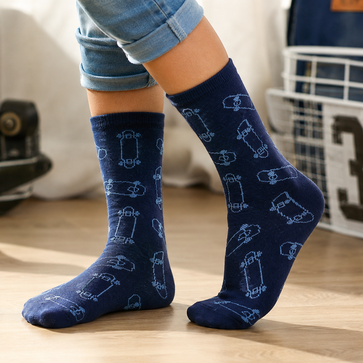 Skaty Print Boy's Crew Socks