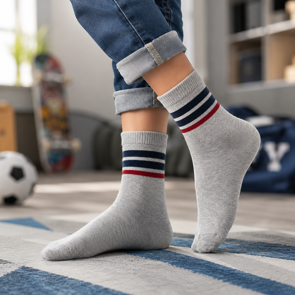 Boys Cotton-Rich Crew Socks