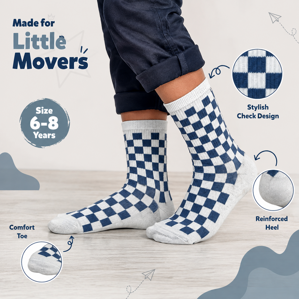 Boys Checkerboard Crew Socks