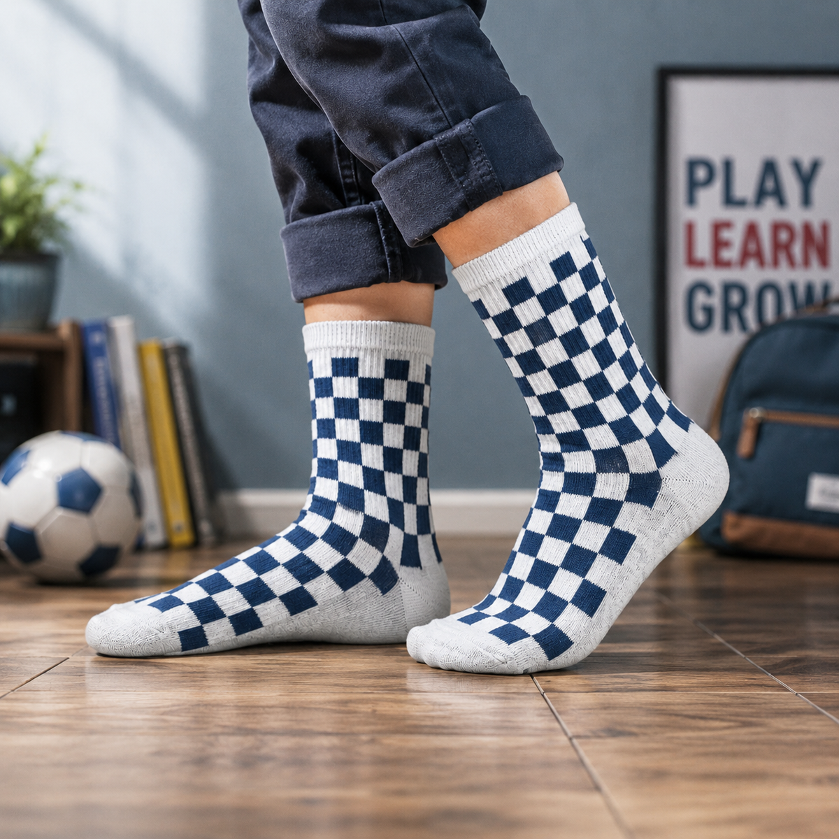 Boys Checkerboard Crew Socks