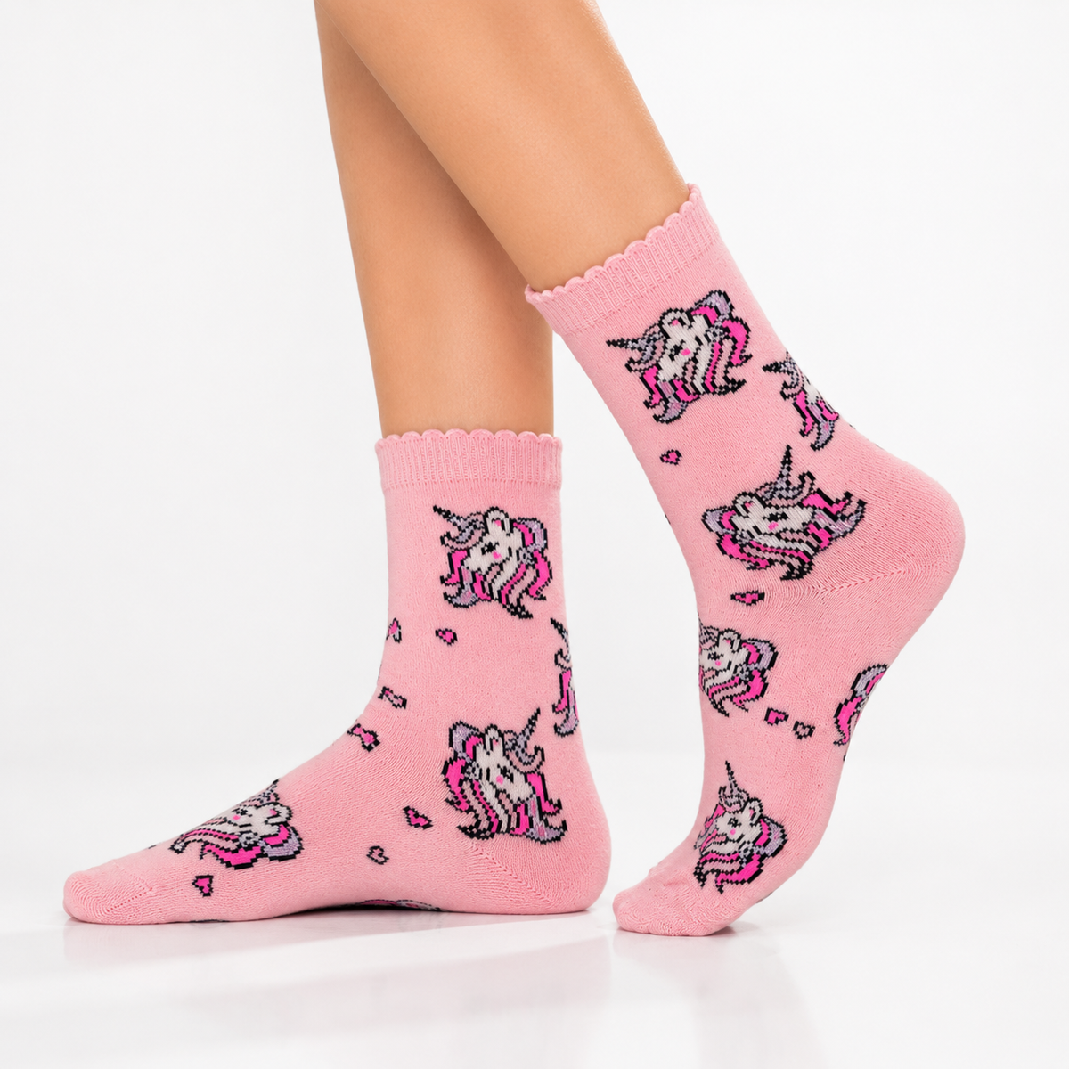 Unicorn Girls' Cotton Pink Ankle Socks