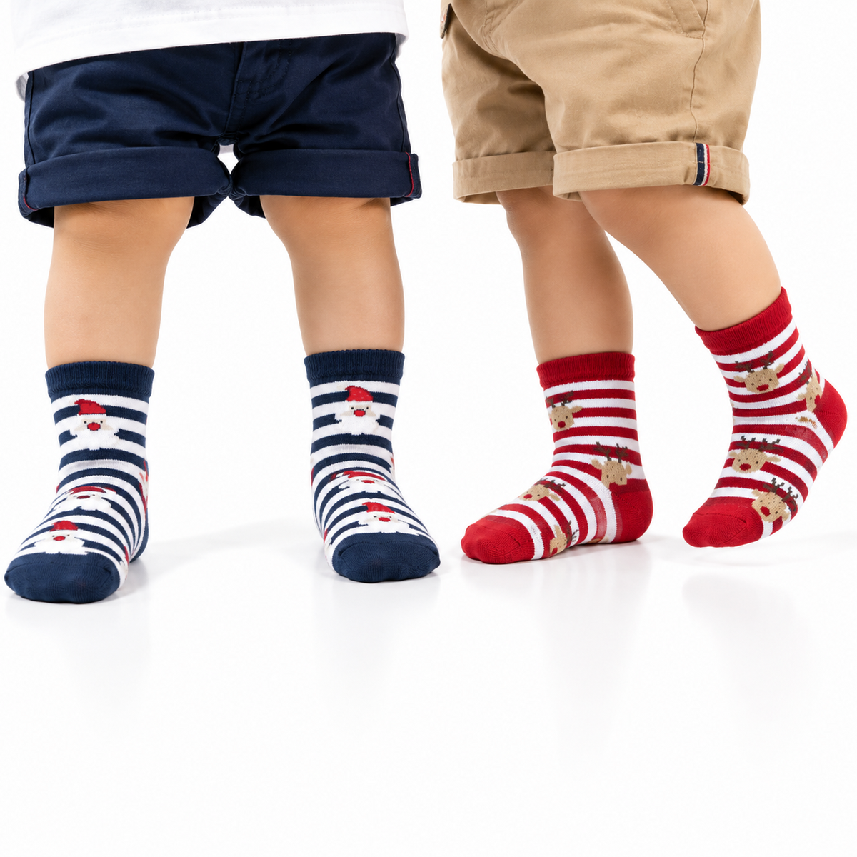 Unisex Santa Claus & Reindeer Baby Socks