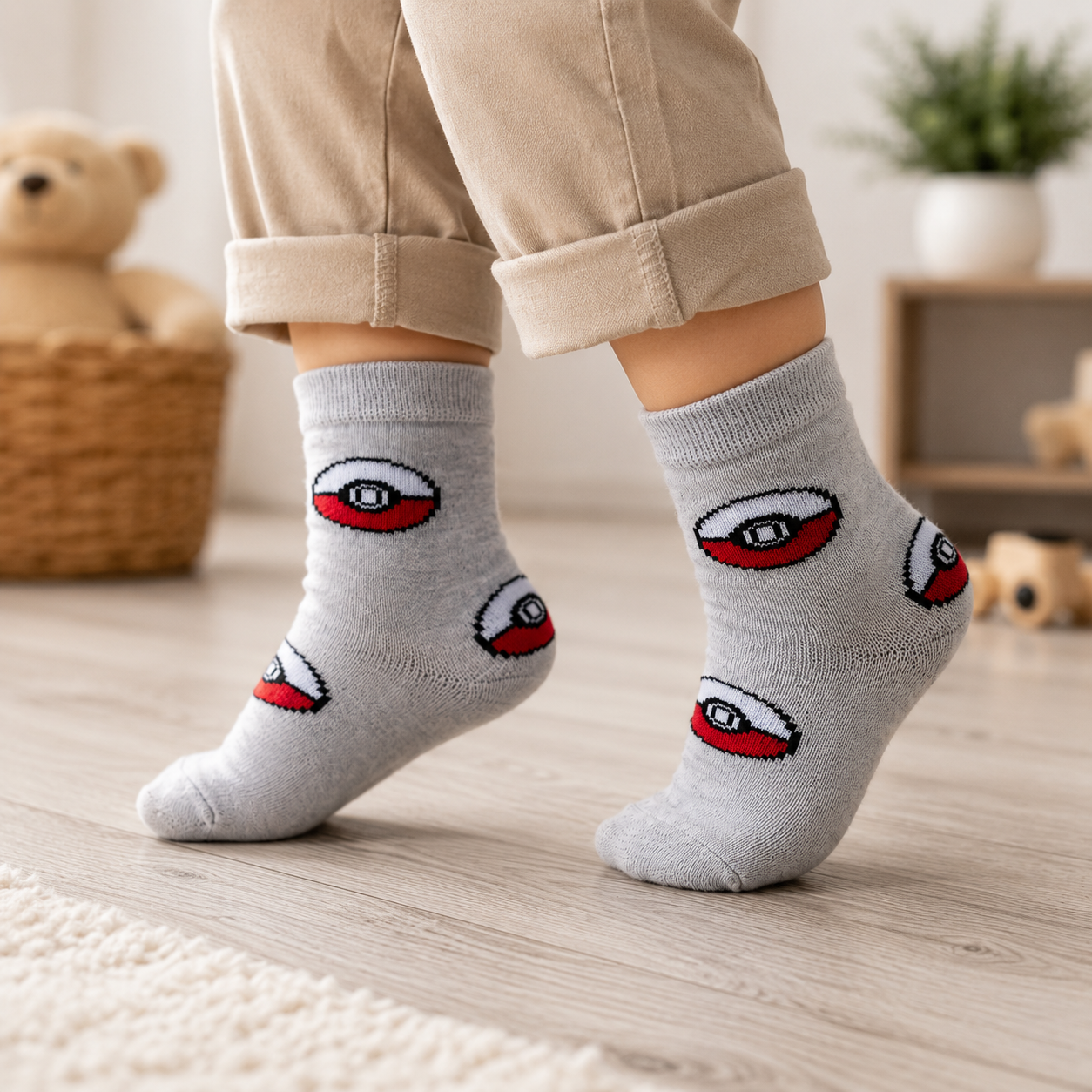 Pokeball Print Baby Boy Socks