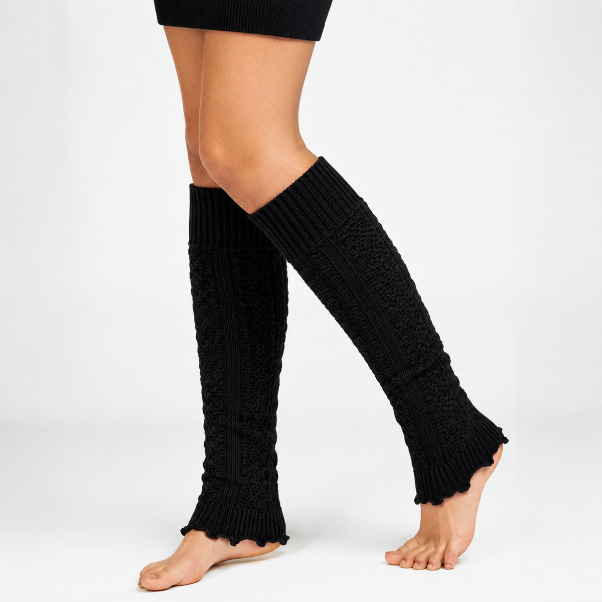 Black Ribbed Knit Leg Warmers