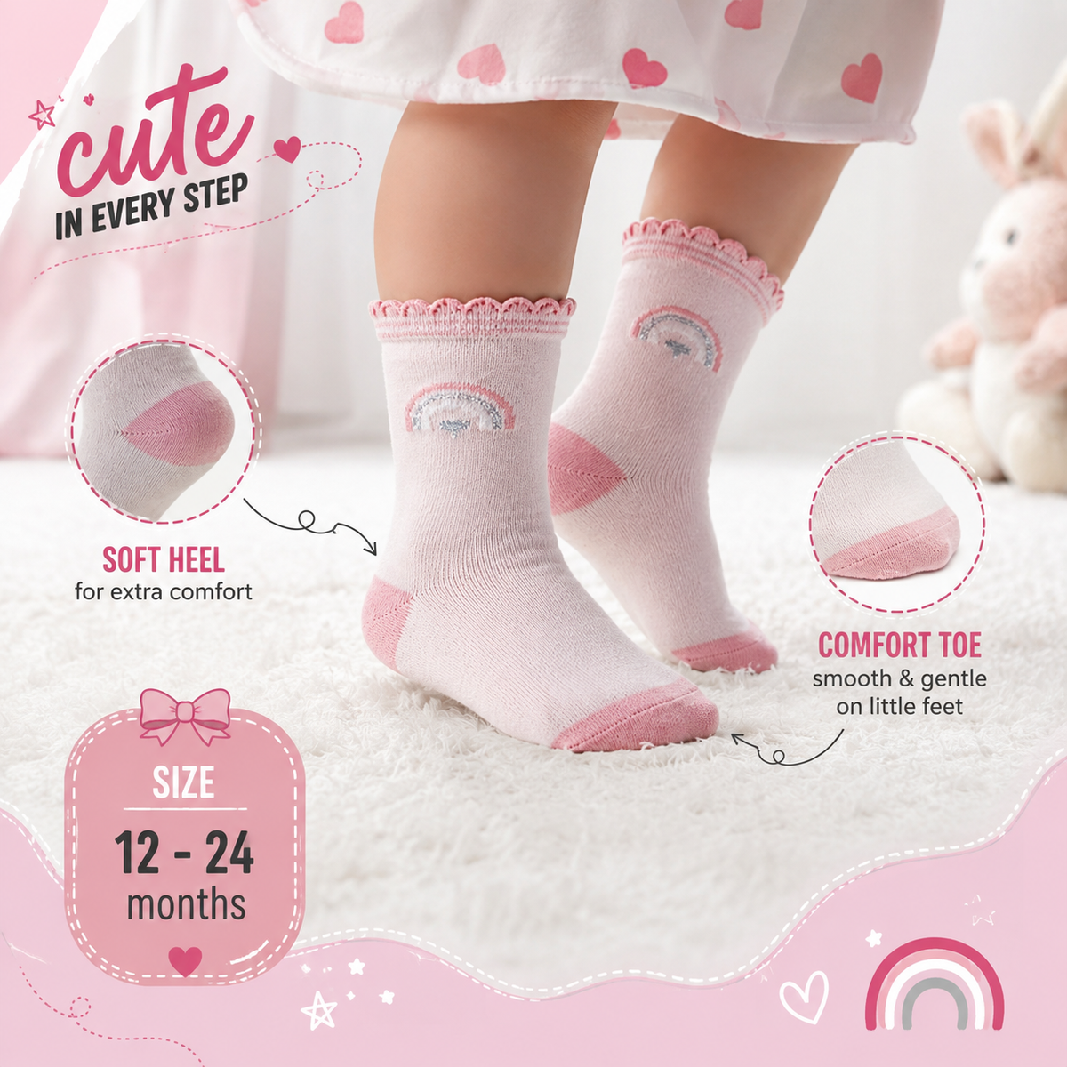 Baby Girls Pink Cotton Socks