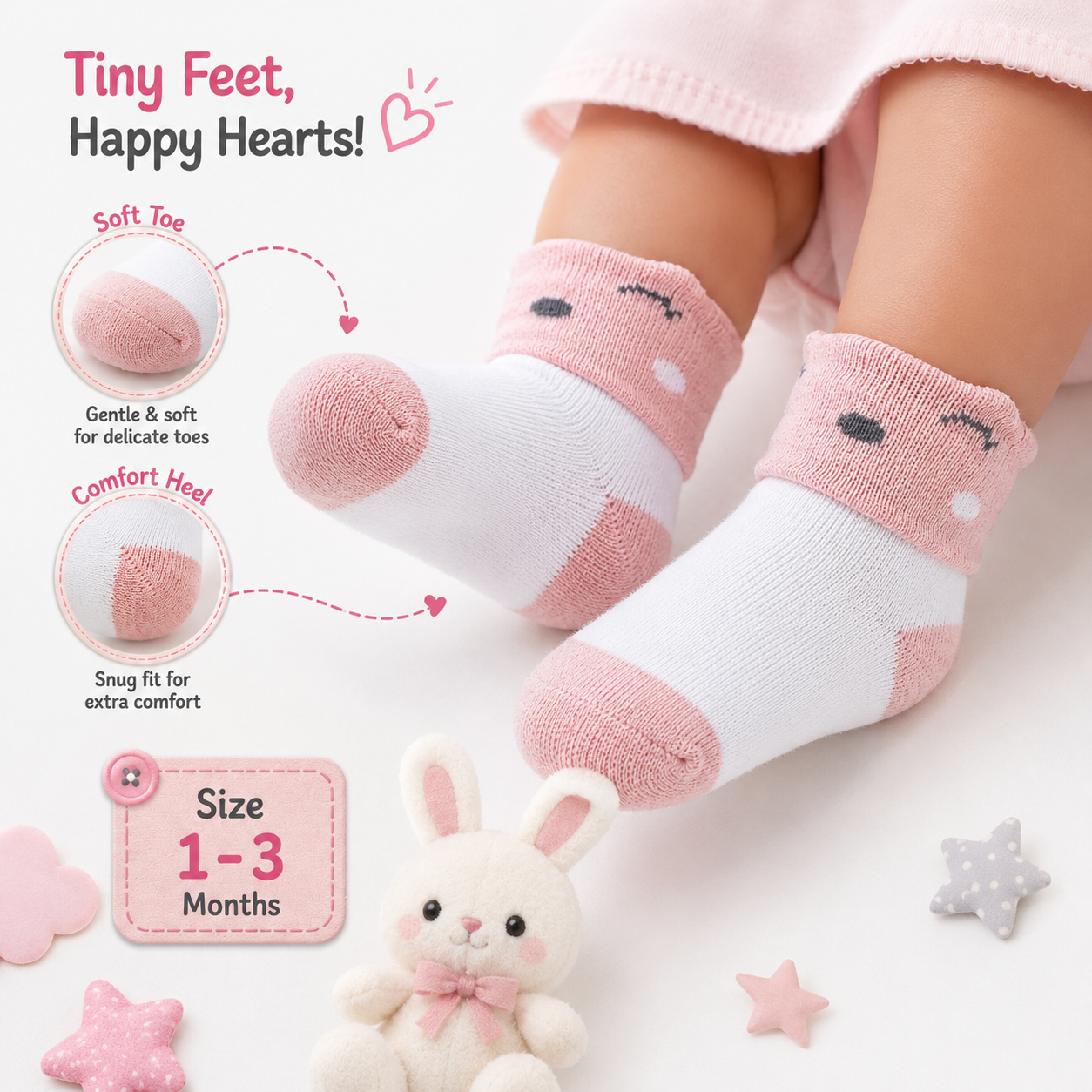 Cute Kitty Face Baby Socks for Girls