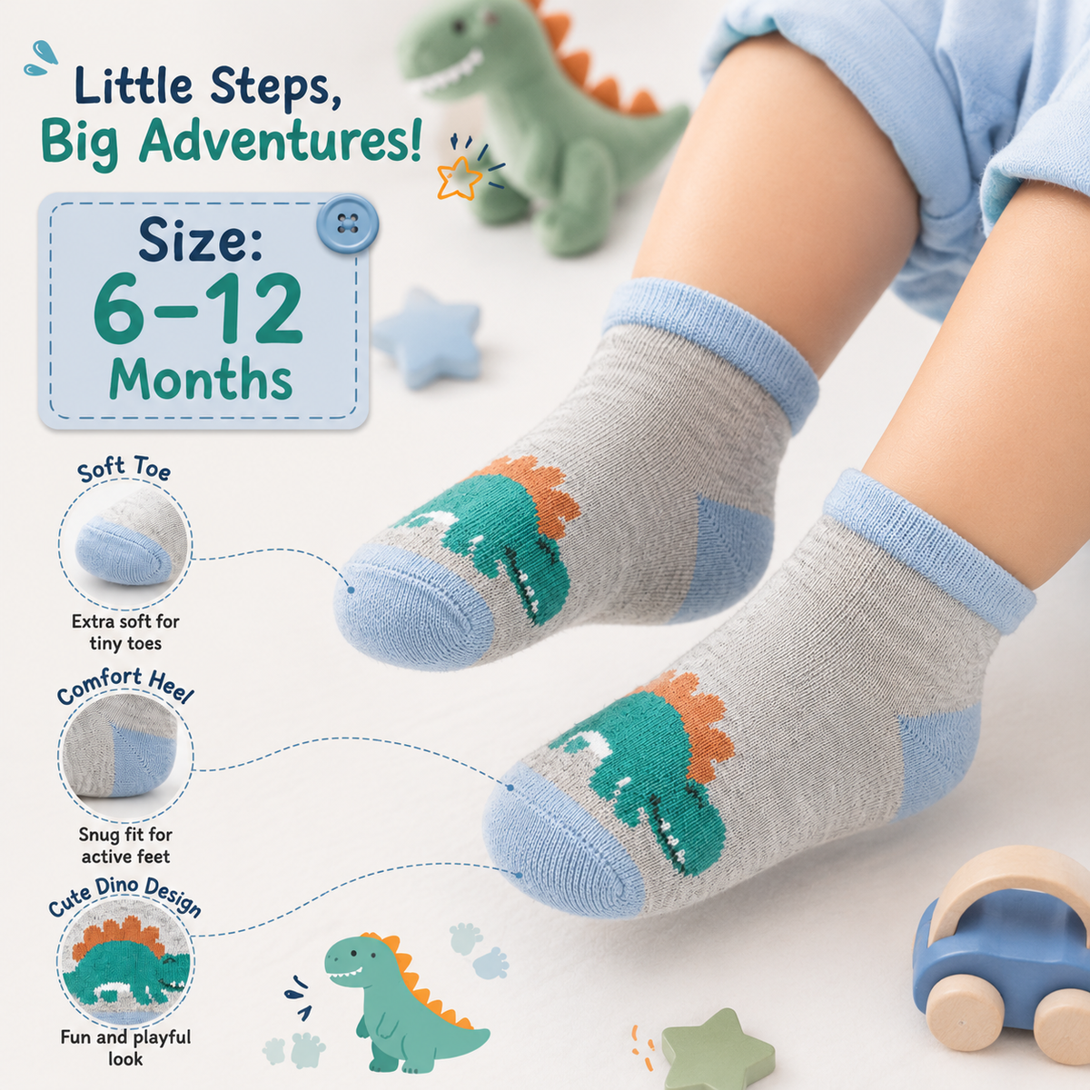 Baby Boy Dinosaur Print Socks