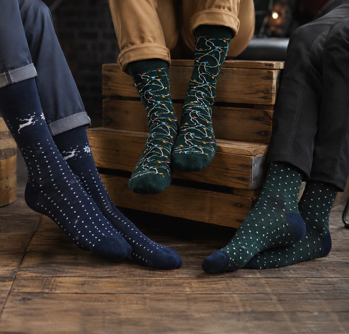 Pack of 3 - Christmas Crew Socks for Men