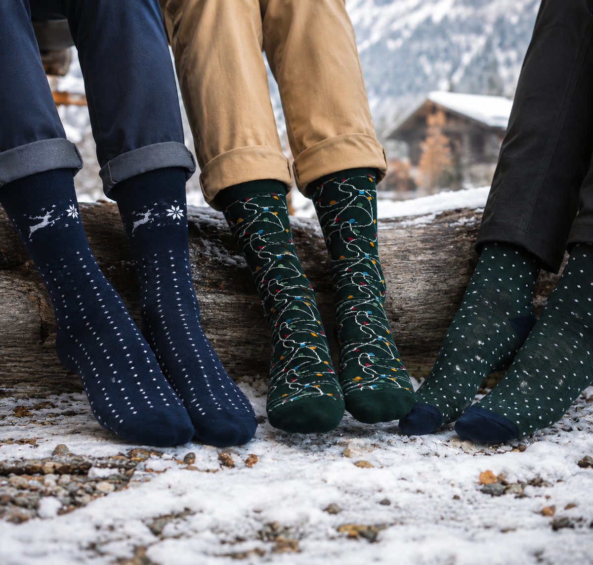Pack of 3 - Christmas Crew Socks for Men