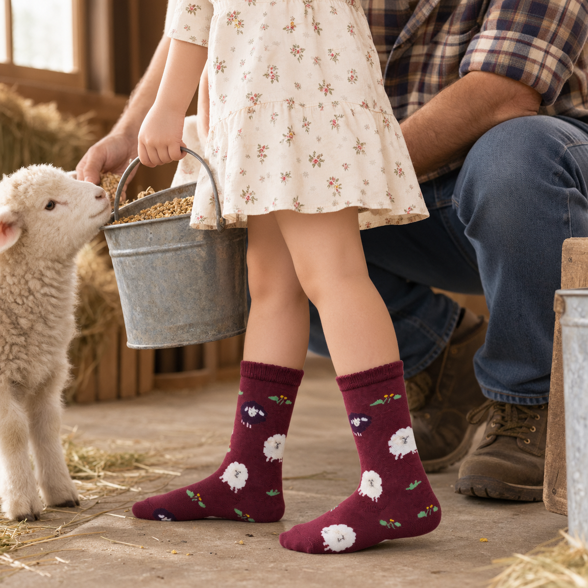 Girls Fluffy Sheep Crew Socks