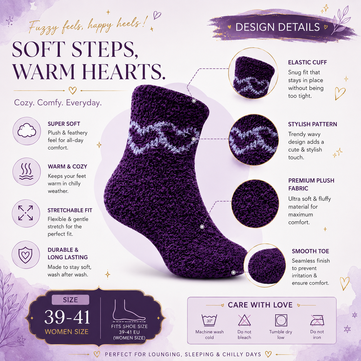 Ultra-Soft Fluffy Heart Fuzzy Socks for Women