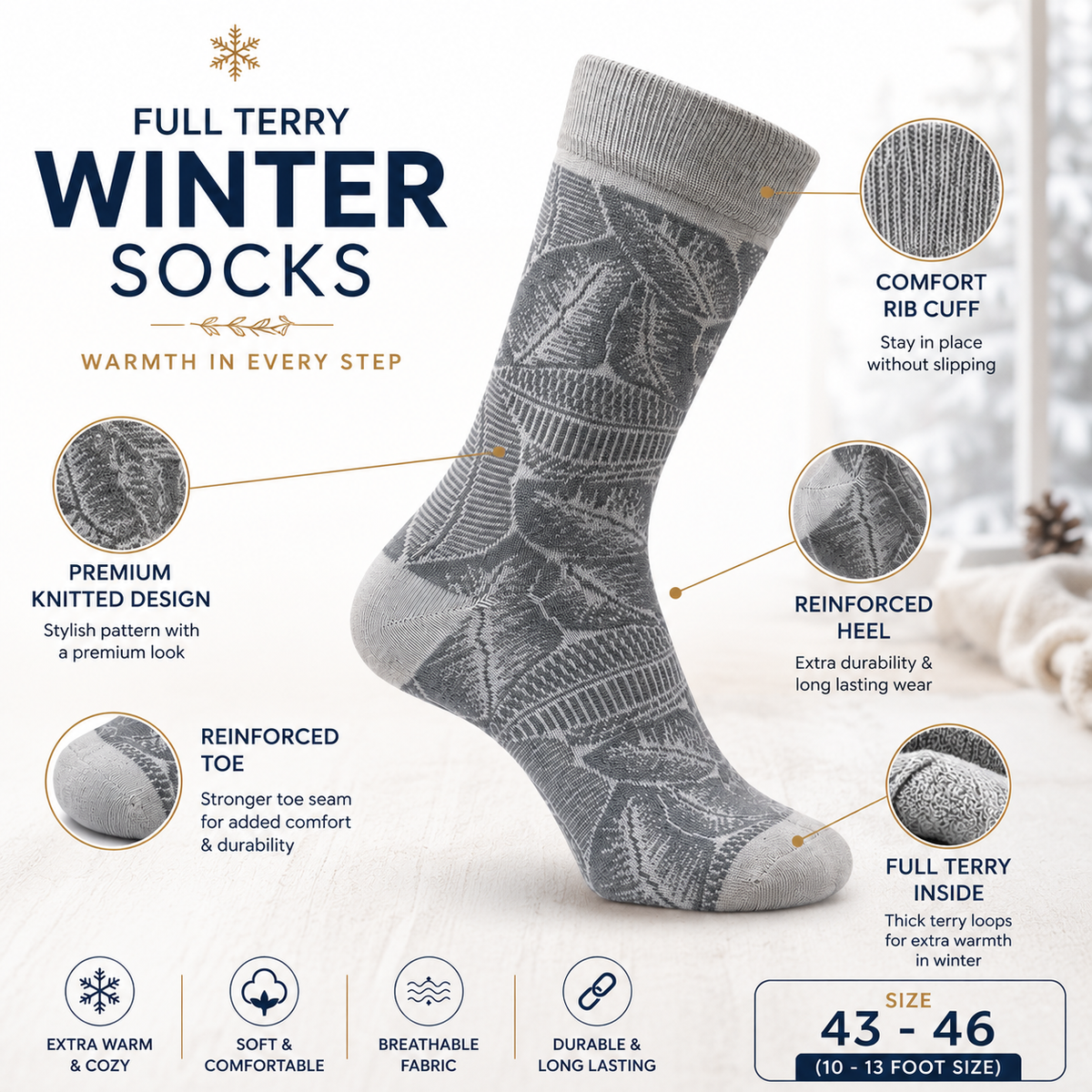 Men Premium Liso Leaf Pattern Socks