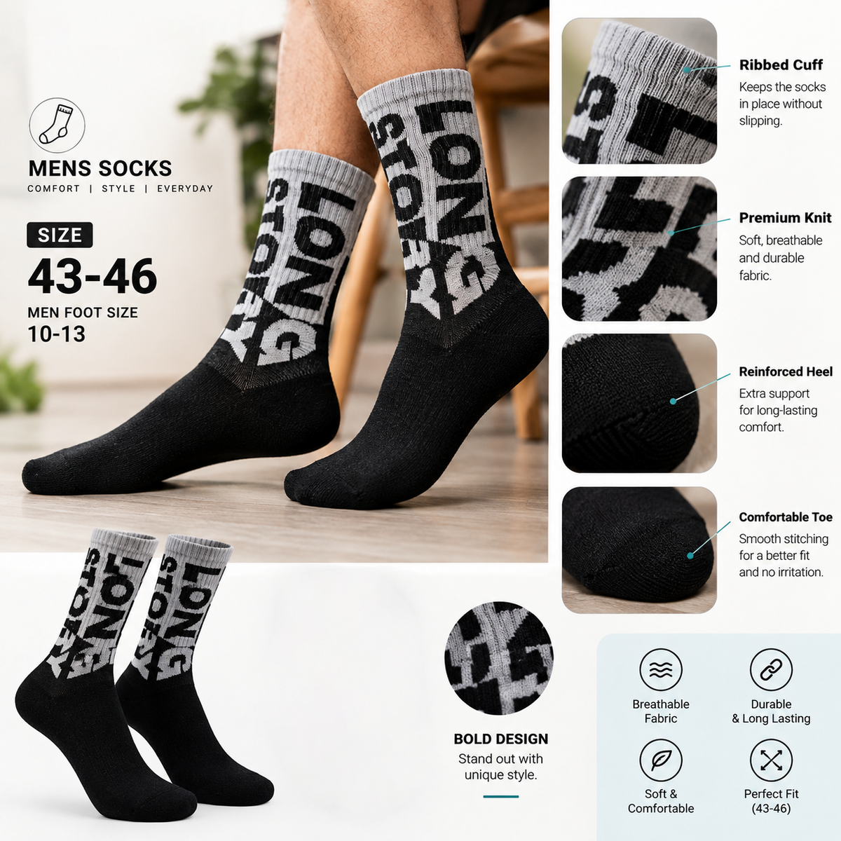 Long Story Men Crew Socks