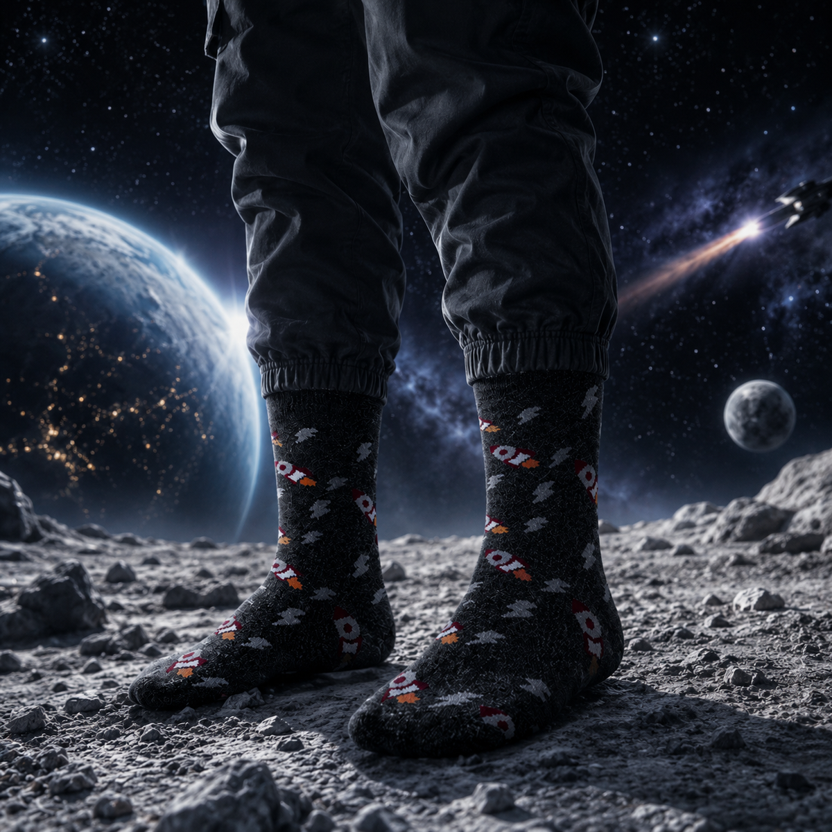Boys Space Rocket Crew Socks