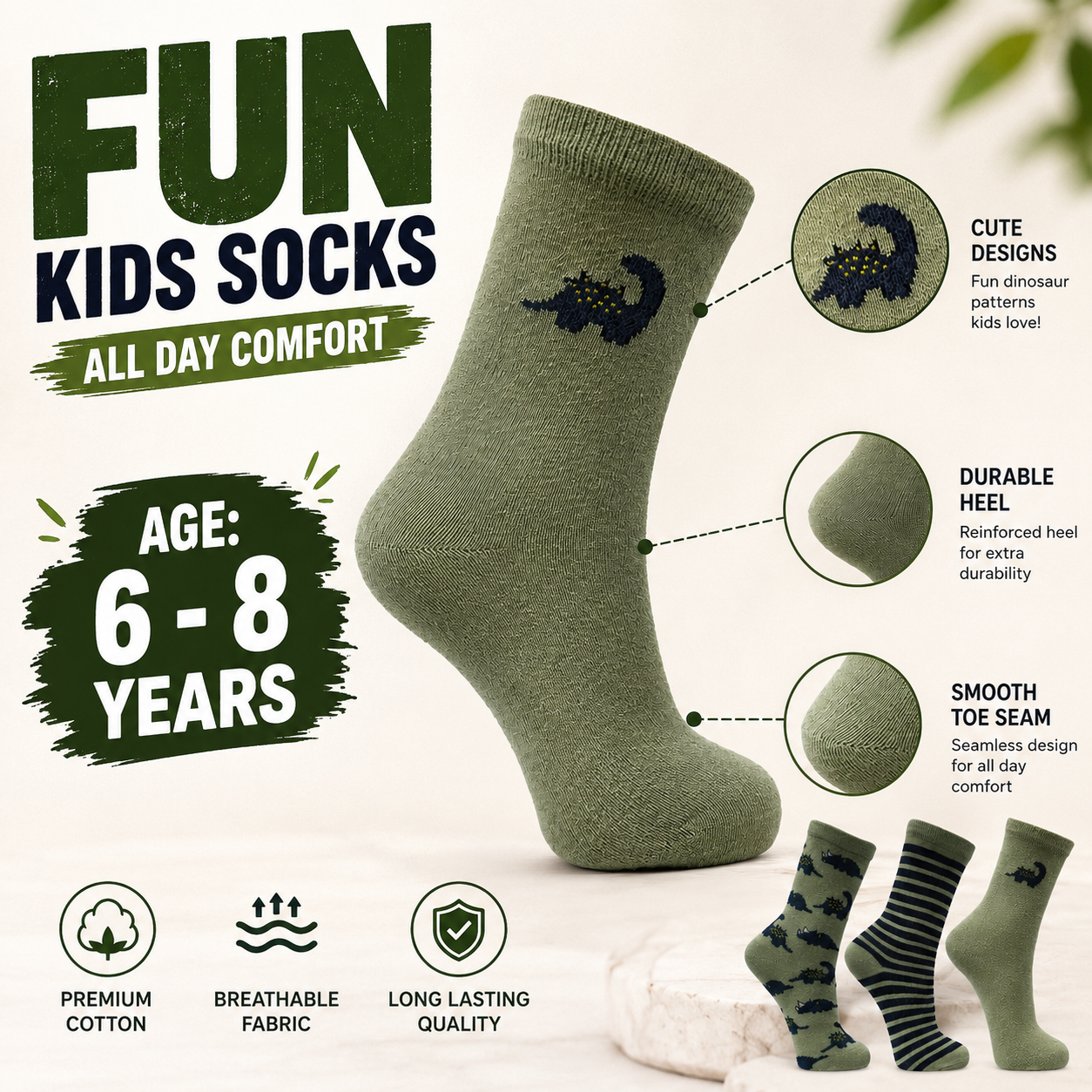 Boy’s Dinosaur Design Socks