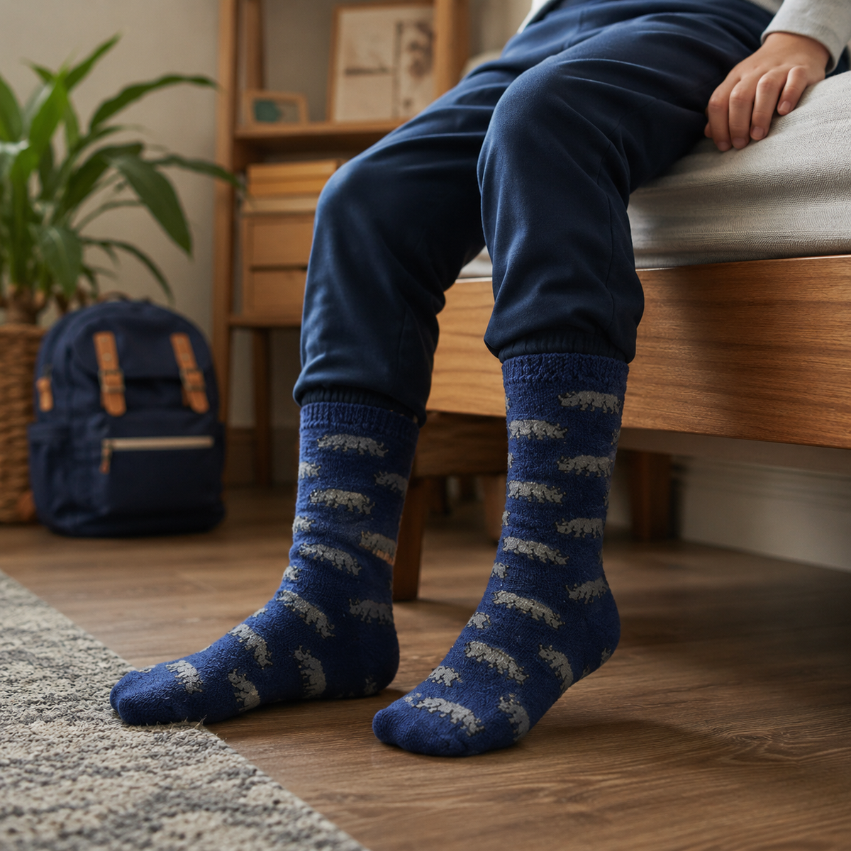 Rhino Print Boy's Crew Socks