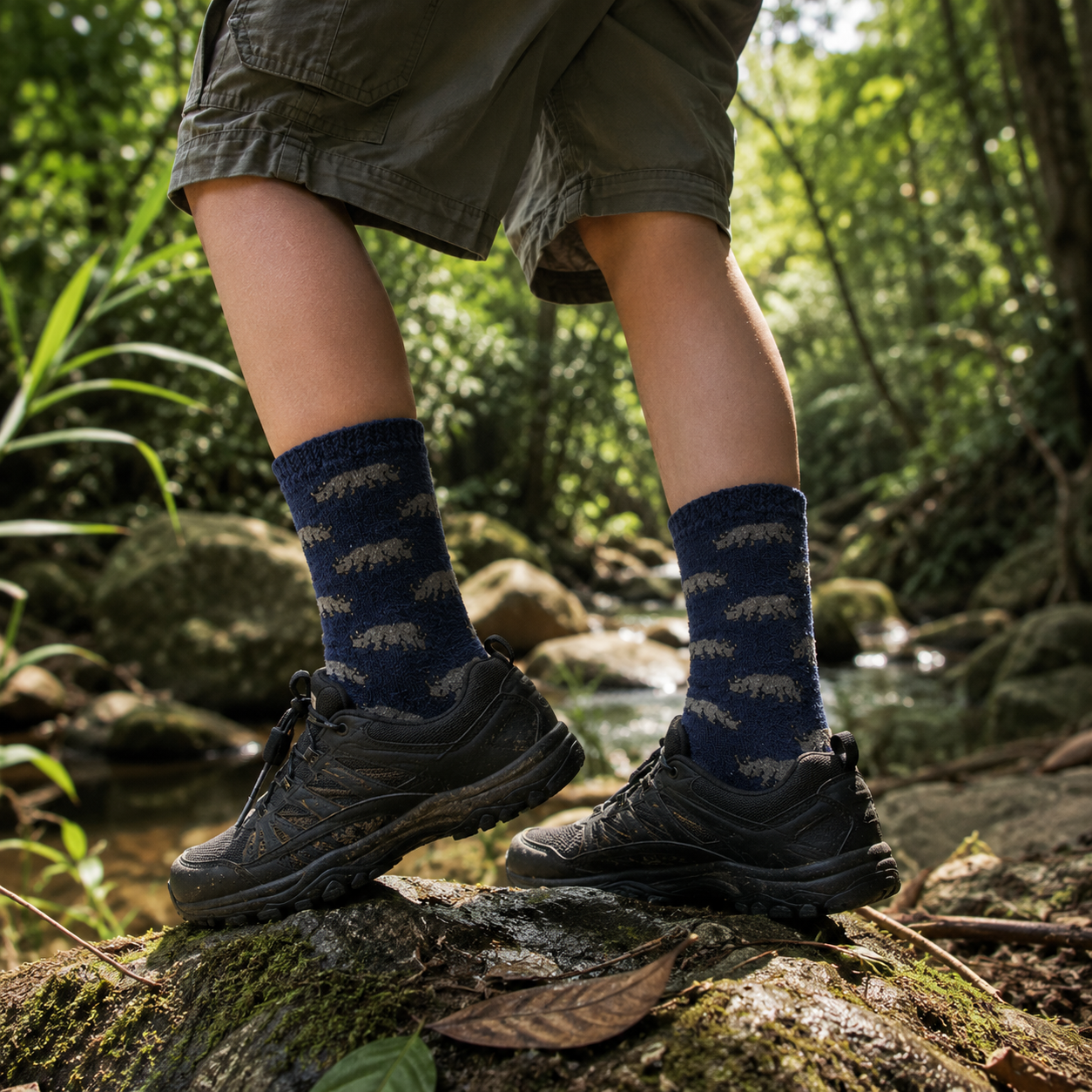 Rhino Print Boy's Crew Socks