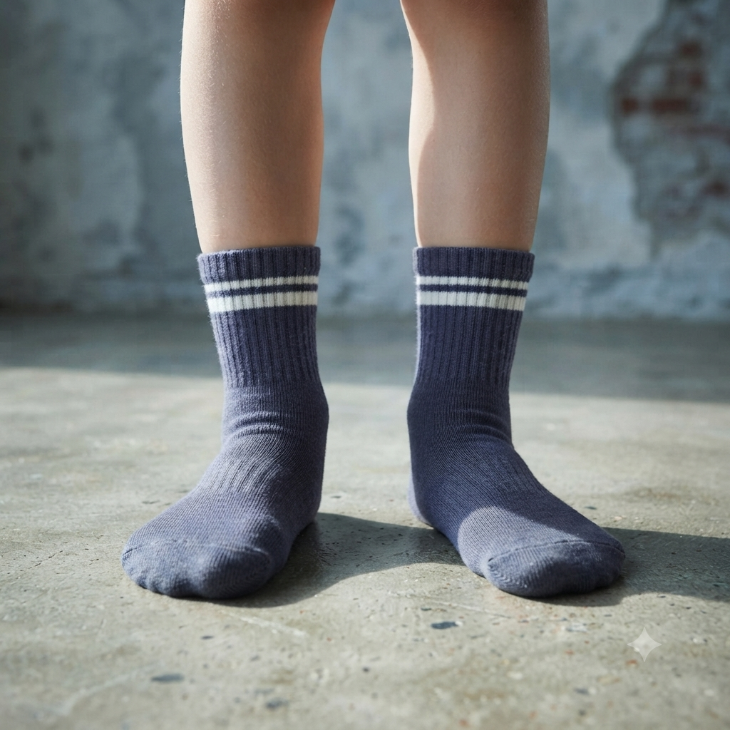 Boys Navy Blue with Stripes Crew socks