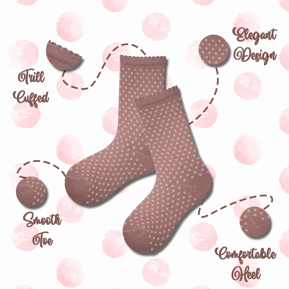 Polka Dot Ribbed Crew Socks for Girls