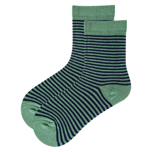 Boys Classic Striped Green Crew Socks