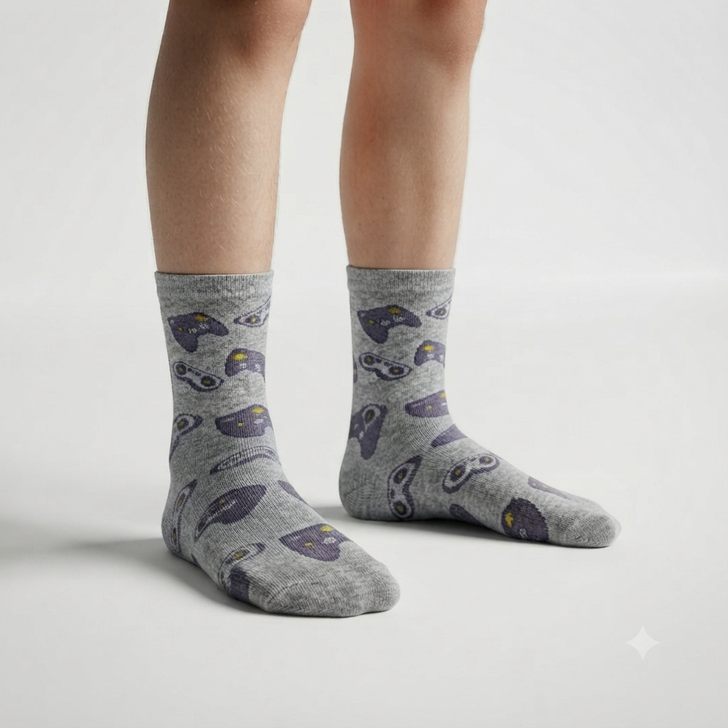 Boys Consoles Print Crew Socks