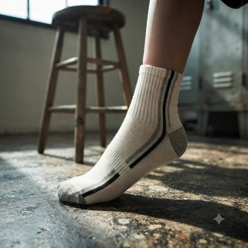 Boys Grey Striped Crew Socks