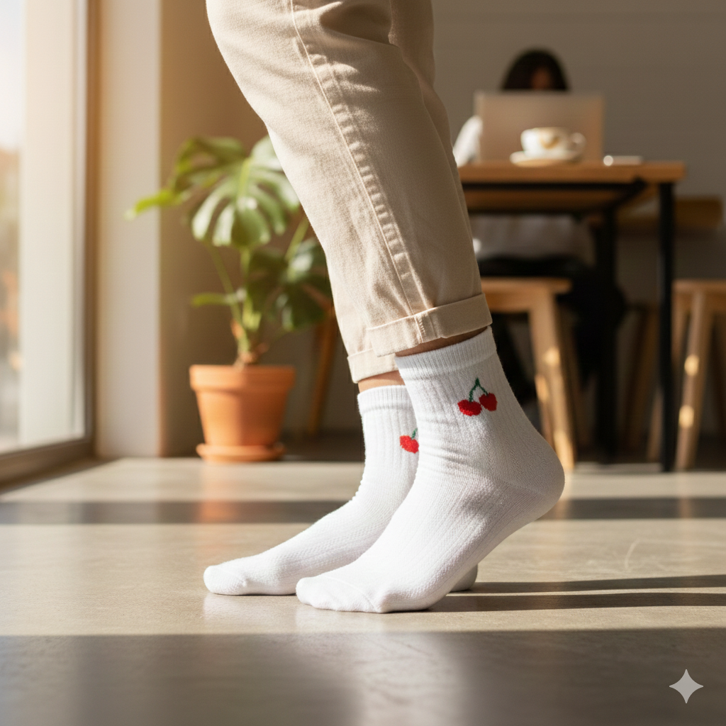 Cherry Print Ankle Women Socks