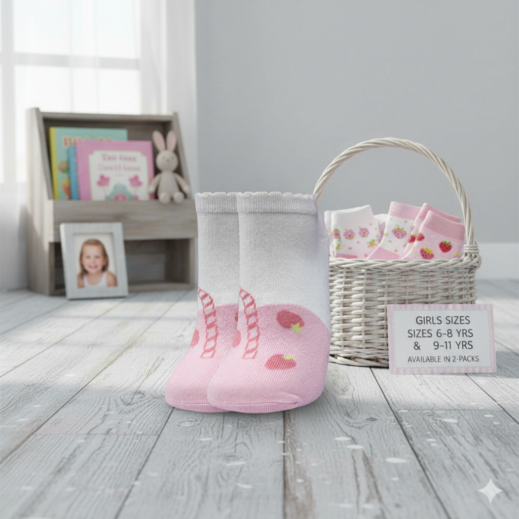 Strawberry Shake Design Ankle Socks for Girls