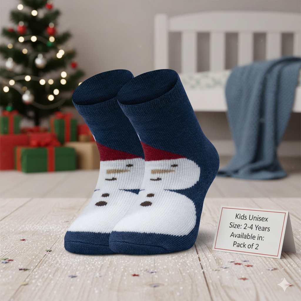 Festive Snowman Grip Socks for Kids Unisex