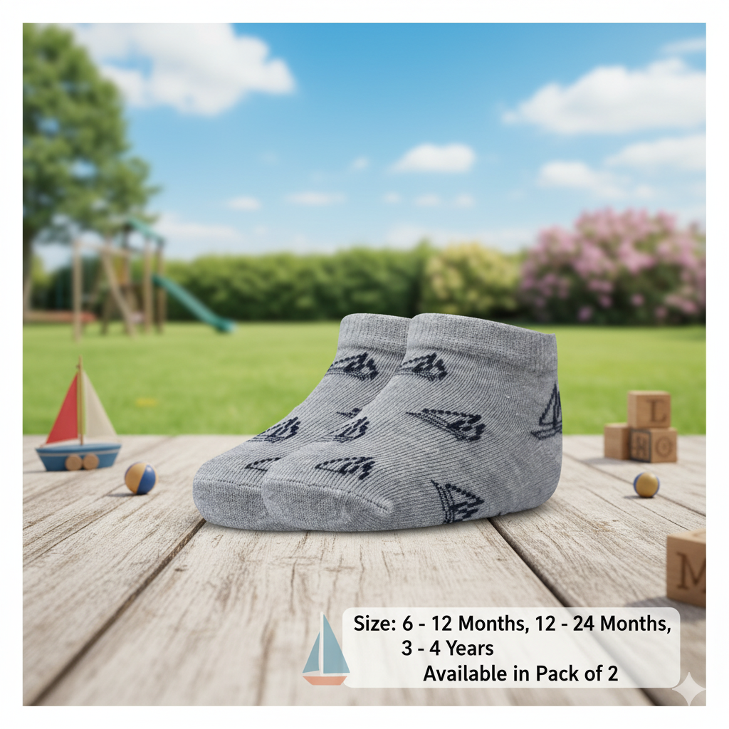 Baby Boy Boat Print Ankle Socks