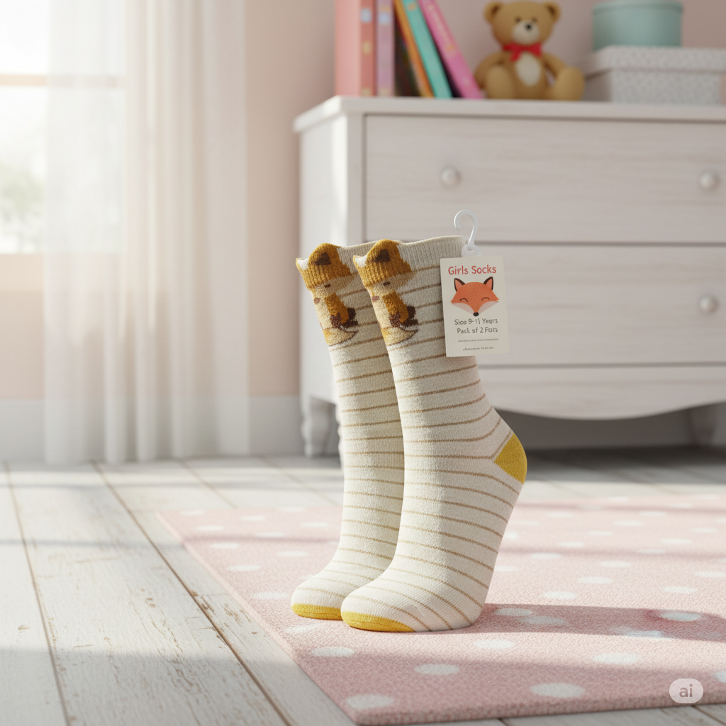 Chic Fox Striped Crew Socks for Girls