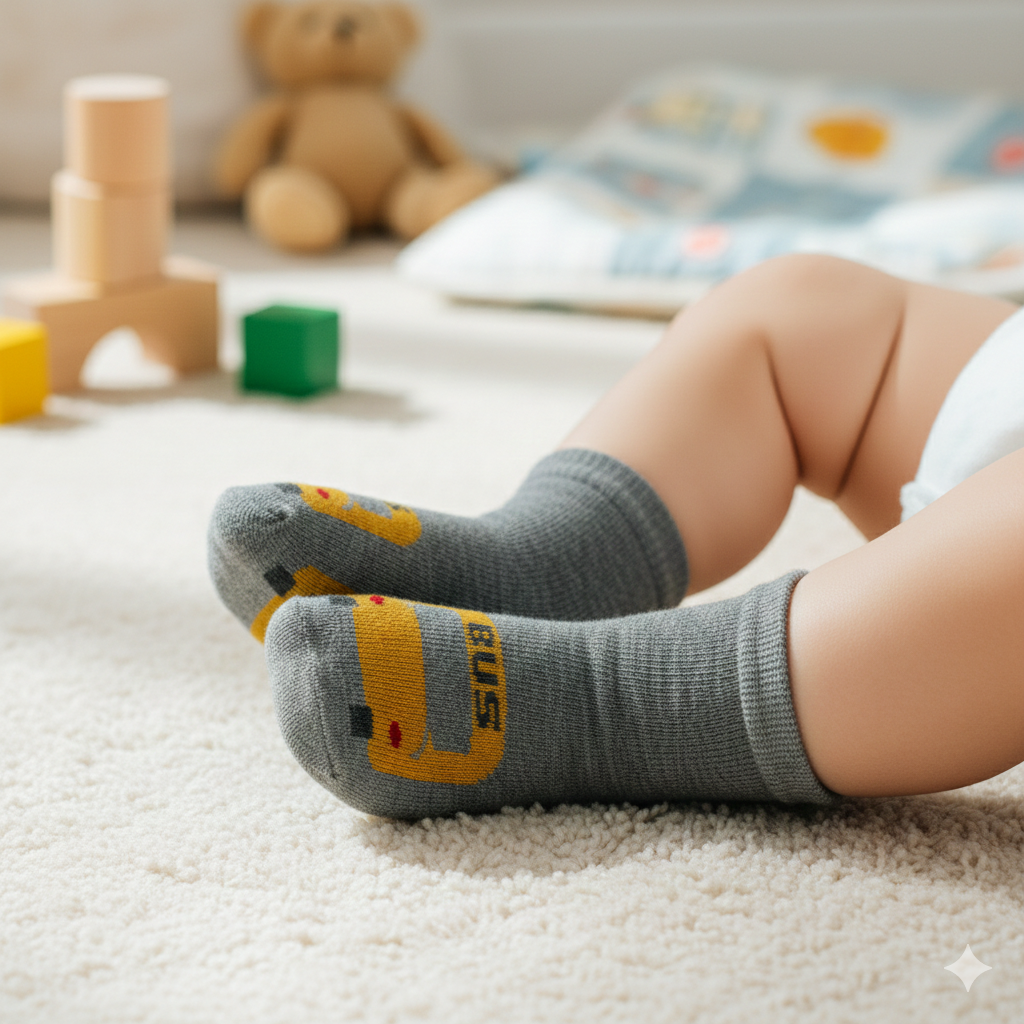 School Bus Print Ankle Boy Socks